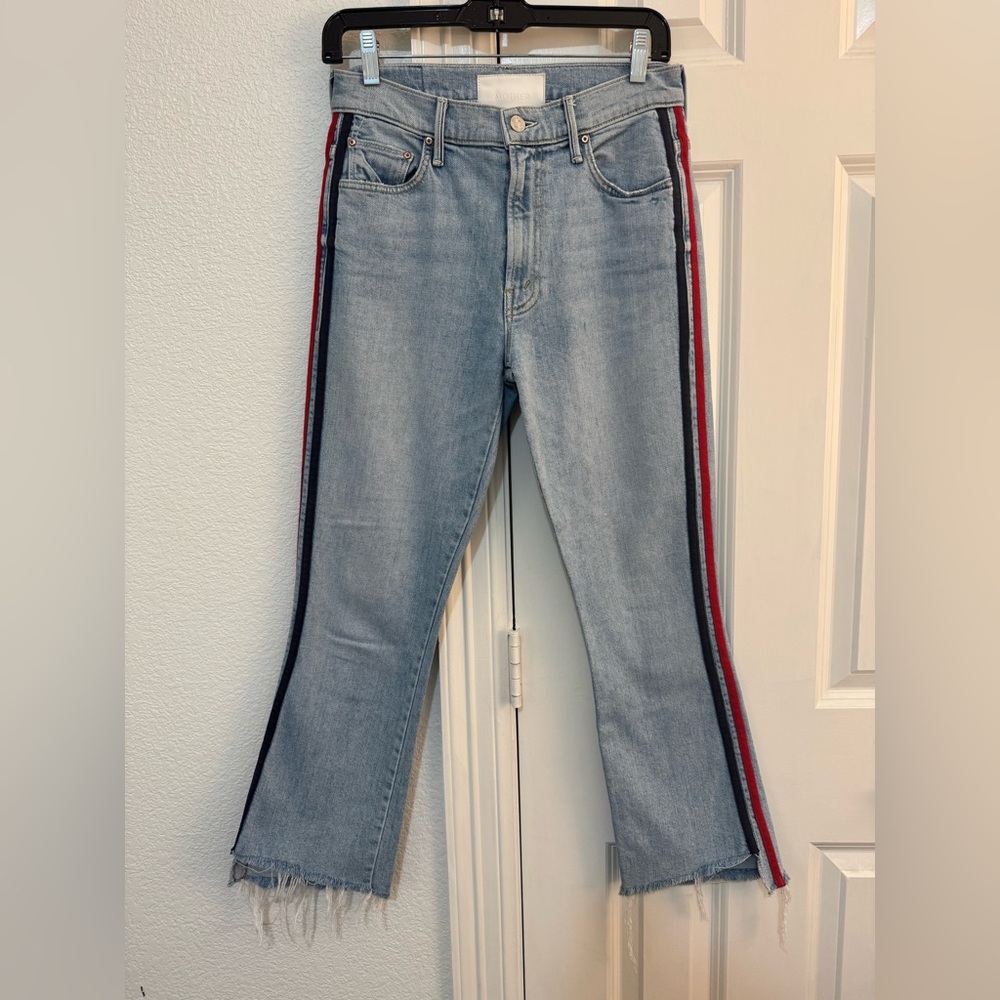 MOTHER Jeans with Red and Black Stripes
